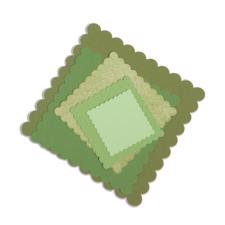 Sizzix Framelits Die Set 6PK - Squares, Scallop 