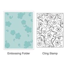 Sizzix & Hero Arts - Embossing Folder & Stamp Set - Flowers & Vines