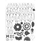 Umonteret Stempel - Ispinde-alfabet + Blomster