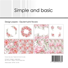 Simple and Basic Design Papers - Opulent Pink Flowers 15x15 cm (lille)